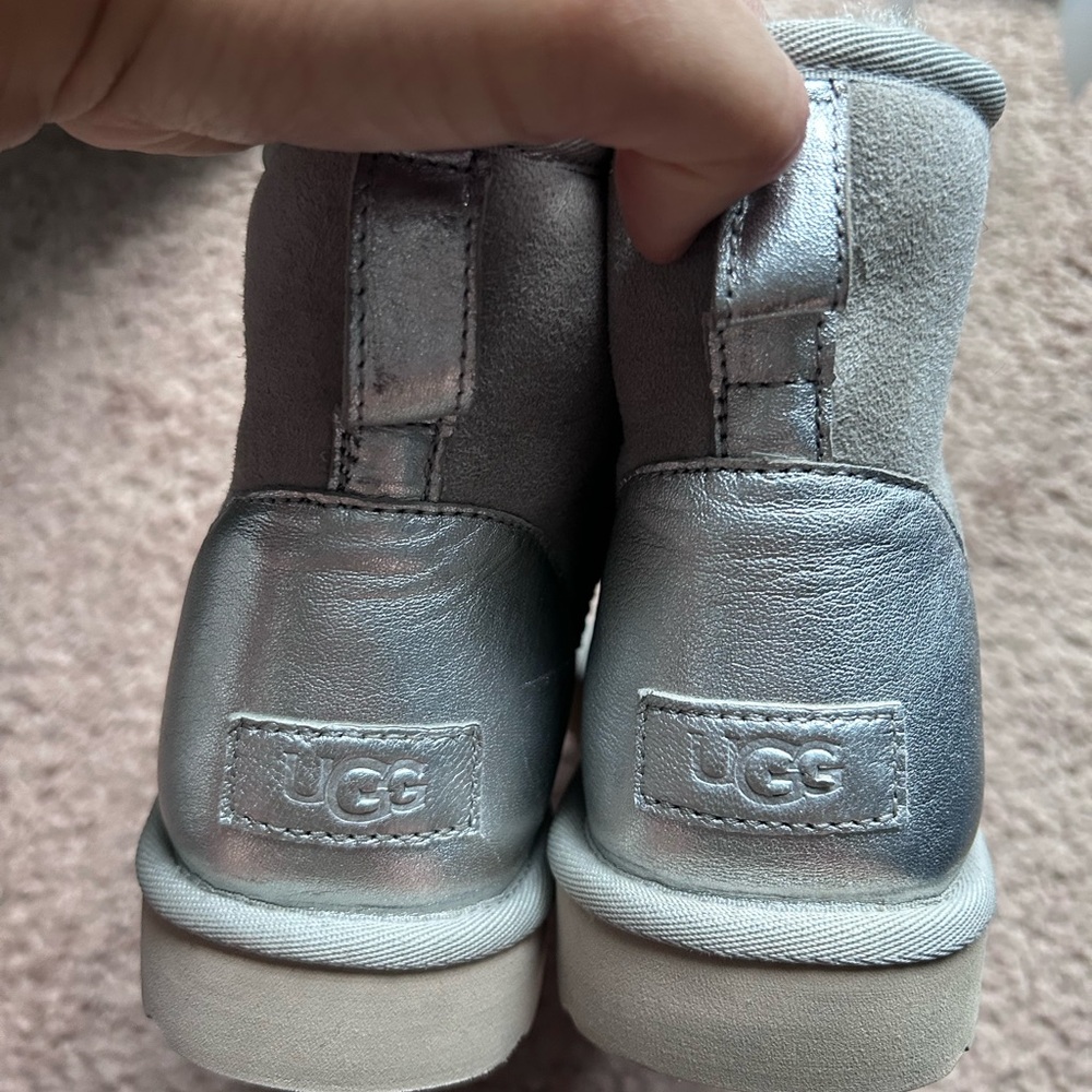 UGG Silver Ankle Boots with Classic Design